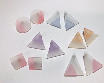 Vintage 1980s frosted pastel geometric earrings