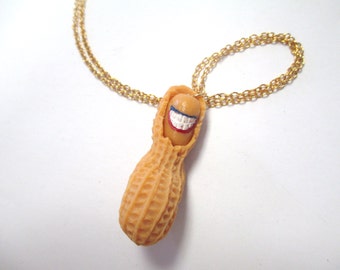 Vintage 70's Happy Peanut Necklace DEADSTOCK