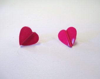 Vintage 80's Hot Pink Heart Earrings DEADSTOCK