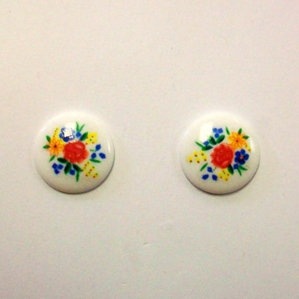 Vintage Ceramic Floral Post Earrings DEADSTOCK