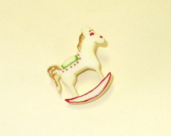 Vintage 80s Rocking Horse Pin DEADSTOCK