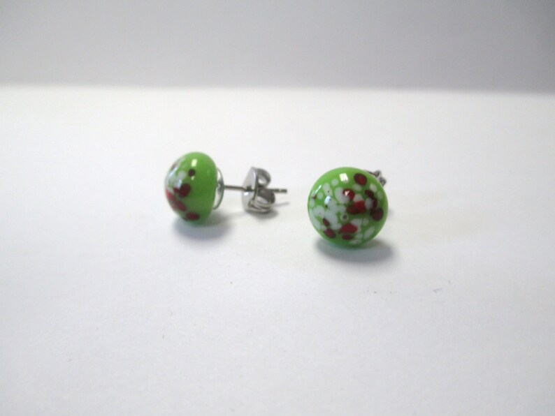 Vintage 70's Italian Glass Dot Post Earrings DEADSTOCK image 1