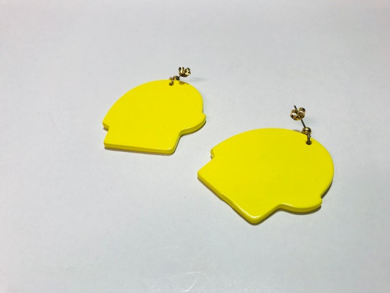 Abstract yellow 1980s elephant earrings - image 2