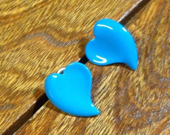 80's half inch turquoise metal heart DEADSTOCK