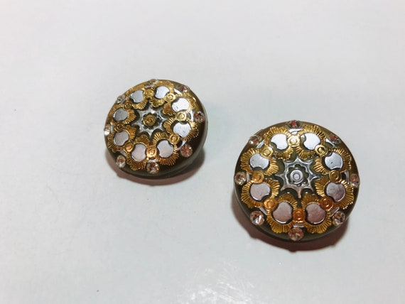 Vintage 50's Rhinestone Clip On Earrings GLAMOUR - image 1