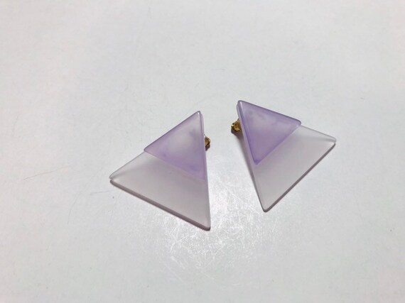 Vintage 1980s frosted pastel geometric earrings - image 2