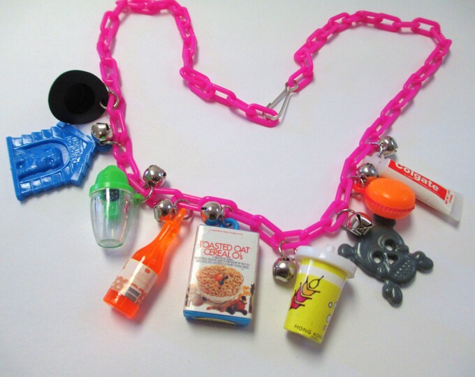 Vintage Plastic Charm Necklace DEADSTOCK Etsy