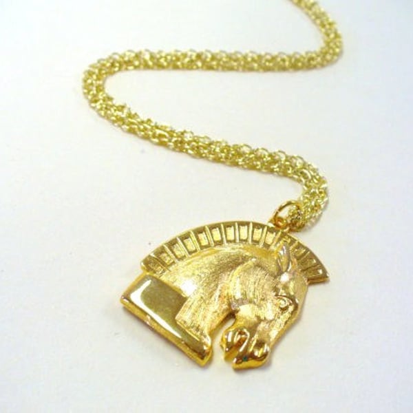 Vintage Trojan Horse Necklace DEADSTOCK