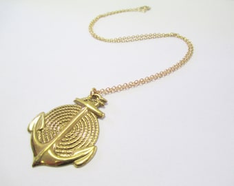 Vintage 90's Gold-tone Anchor Necklace DEADSTOCK