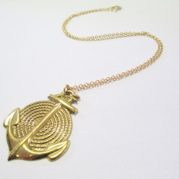 Vintage 90's Gold-tone Anchor Necklace DEADSTOCK