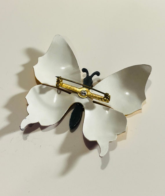 Vintage 1960s painted enamel metal butterfly broo… - image 2