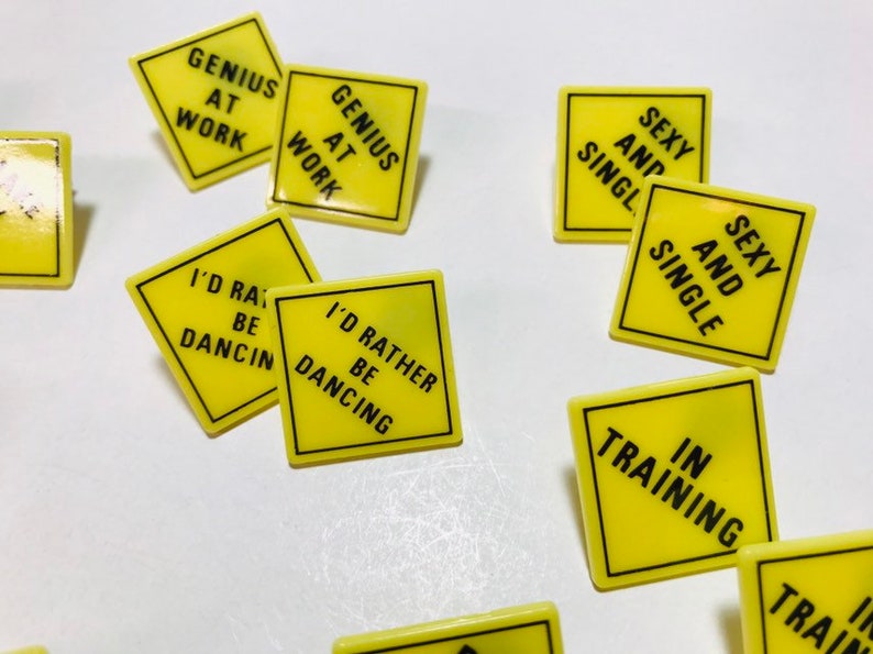 Vintage 1990s yellow caution sign earrings image 4