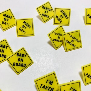 Vintage 1990s yellow caution sign earrings image 6