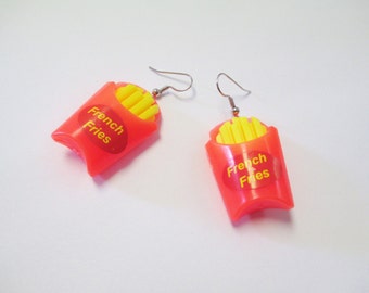 Vintage Plastic French Fry Charm Earrings DEADSTOCK