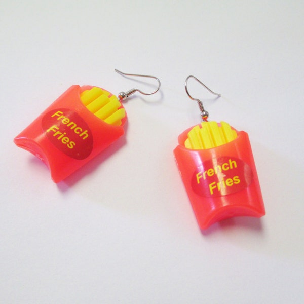 Vintage Plastic French Fry Charm Earrings DEADSTOCK