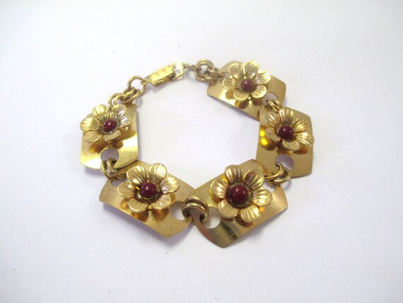 Vintage Gold-Tone Antique Style Floral Bracelet D… - image 2