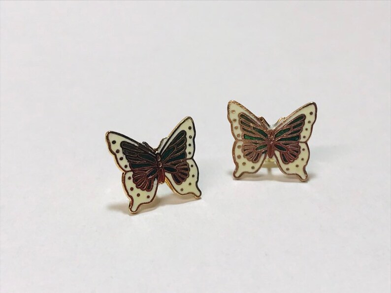 Vintage cloisonné butterfly earrings image 2