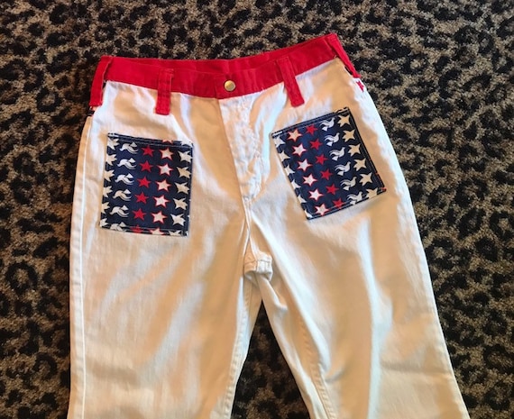 Red white and blue vintage 1960s maverick jeans