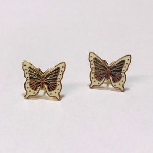 Vintage cloisonné butterfly earrings image 1