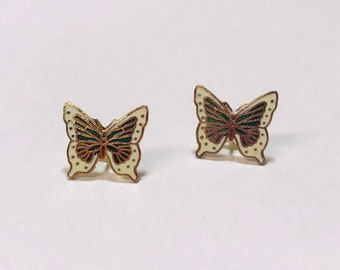 Vintage cloisonné butterfly earrings