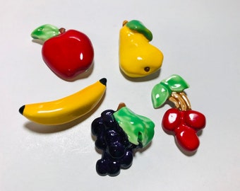 Vintage 1980s fruit pins brooches