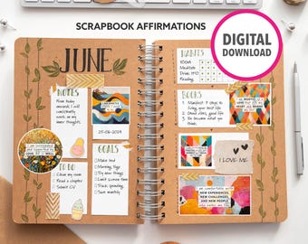 Cartes imprimables de citation d'affirmation de motivation de scrapbook pour des autocollants numériques de planificateur de collage d'agenda numérique de téléchargements numériques de journal