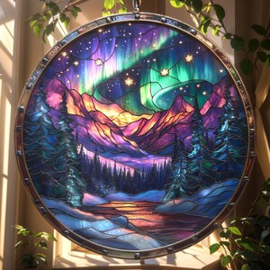 Northern Lights Acrylic Suncatcher Aurora Borealis Window Hanging Holiday Gift For Nature Lovers Or Celestial Winter Decor
