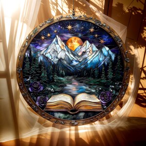 Łapacz Słońca Starlight Night Court – Fantastyczna Sztuka Okna dla Czytelników ACOTAR, Dekoracja Książkowa w Stylu Velaris, Prezent Dla Bibliotekarza Lub Czytelnika