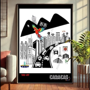 Celebrate Caracas, Venezuela’s Beauty with this Vibrant Illustration | Iconic Monuments & Vibrant Cityscape | DIGITAL Download in 5 Sizes