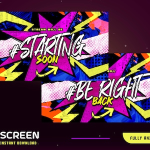 Street Art Animated Stream Screen Overlay Package, Animated Twitch Overlay Brush, Abstract Theme, Pink Brush Vtuber Overlay,Colorfull Screen