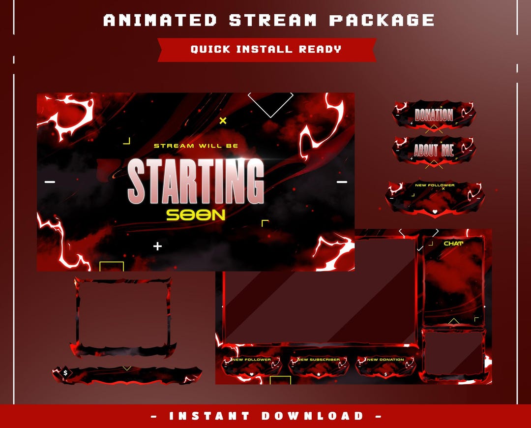 Streamer Label Oblivion Flame Animated Stream Overlay Package, Animated Abstract Fire ...