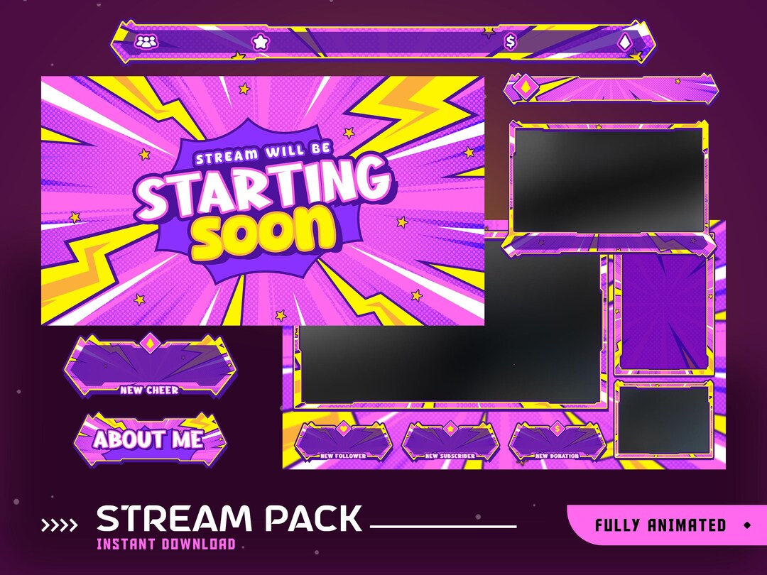 Boom Zap Animated Stream Overlay Package, Pop Art Stream Overlay, Comic ...