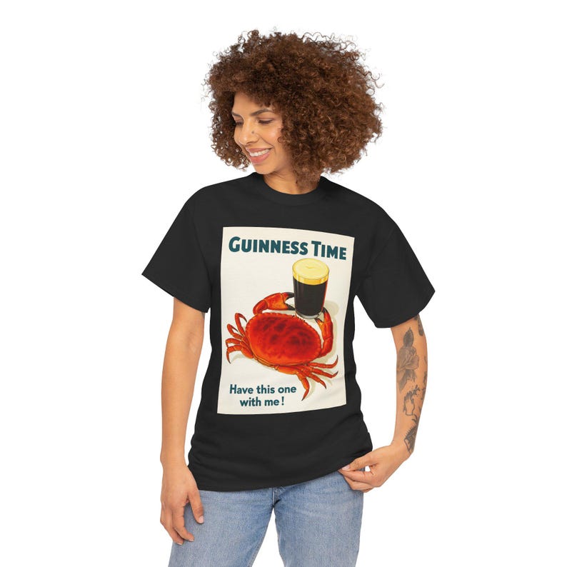 T-shirt d'affiche de crabe Guinness Time | T-shirt graphique bière rétro image 14