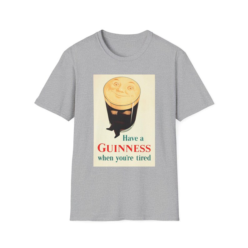 Camiseta "Tómate una Guinness cuando estés cansado" / Camiseta con póster de cerveza vintage imagen 3