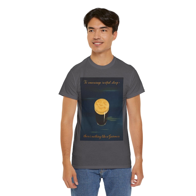 Moonlit Guinness Glass tee | Vintage beer poster, nighttime brew design image 20