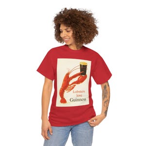 Lobsters love Guinness T-Shirt | Retro seafood beer poster tee image 13