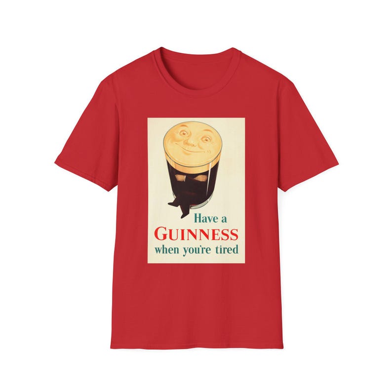 Camiseta "Tómate una Guinness cuando estés cansado" / Camiseta con póster de cerveza vintage imagen 5