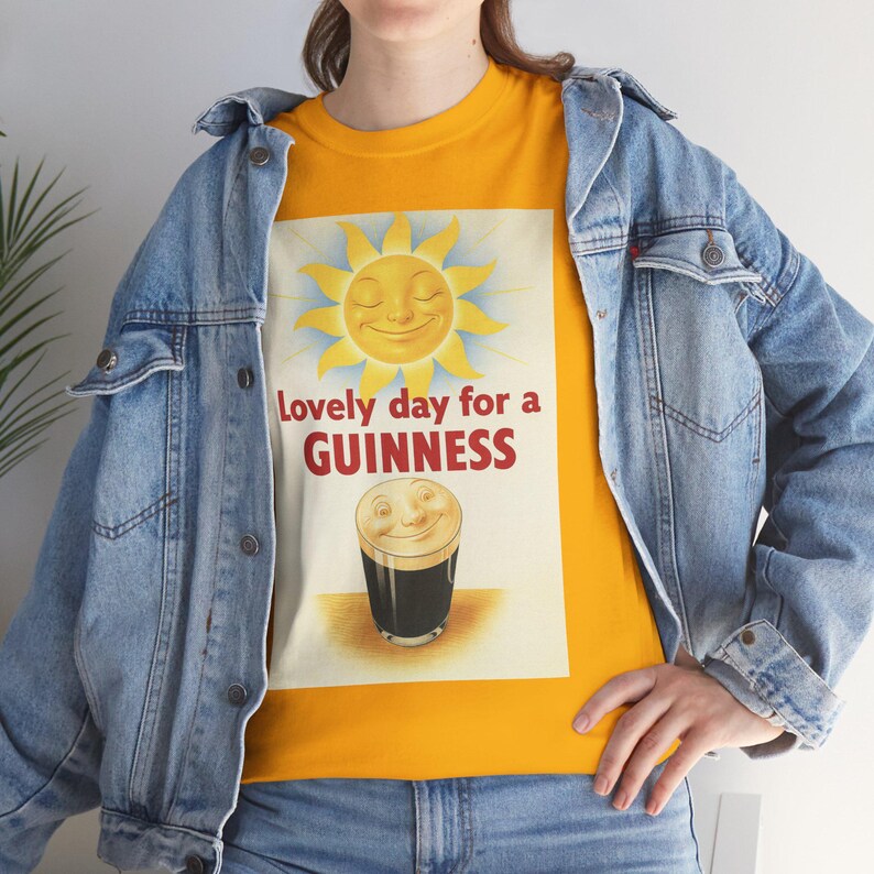 Guinness Sun Pint Graphic T-Shirt | Retro Beer Poster Tee image 13
