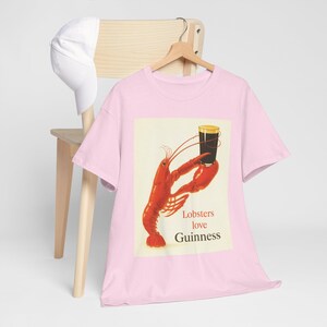 Lobsters love Guinness T-Shirt | Retro seafood beer poster tee image 6