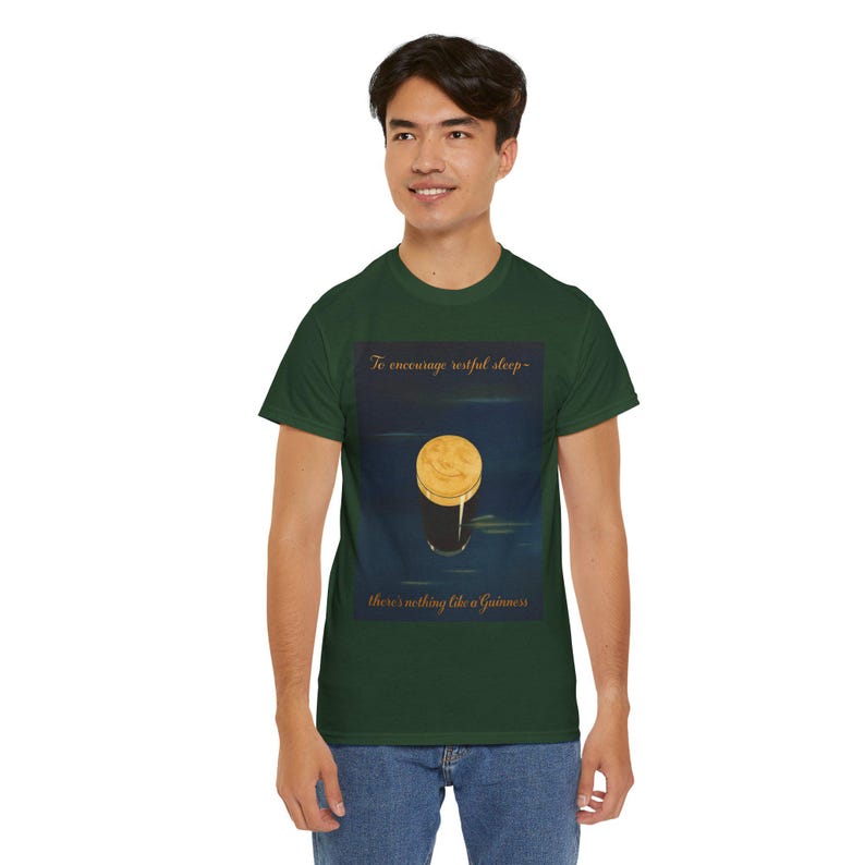 Moonlit Guinness Glass tee | Vintage beer poster, nighttime brew design image 19