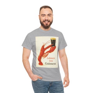 Lobsters love Guinness T-Shirt | Retro seafood beer poster tee image 15