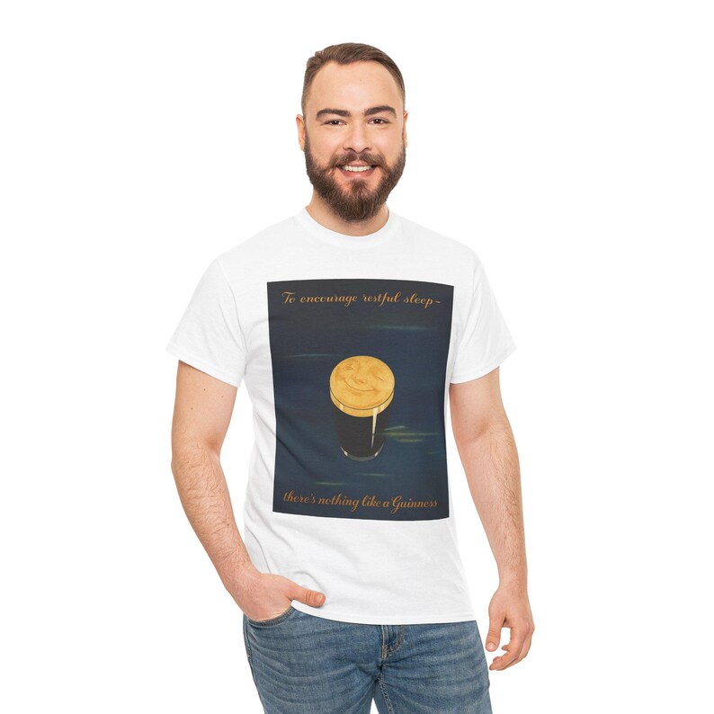Moonlit Guinness Glass tee | Vintage beer poster, nighttime brew design image 11