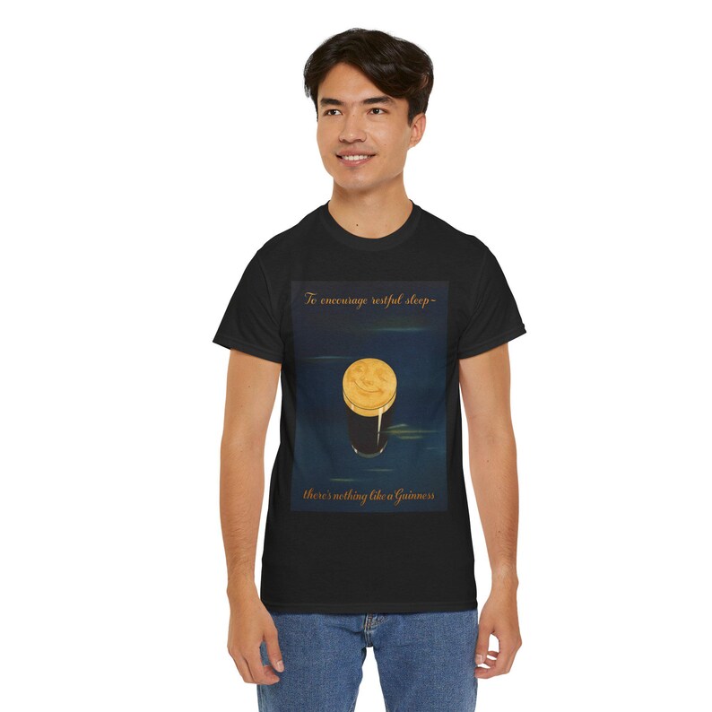 Moonlit Guinness Glass tee | Vintage beer poster, nighttime brew design image 17