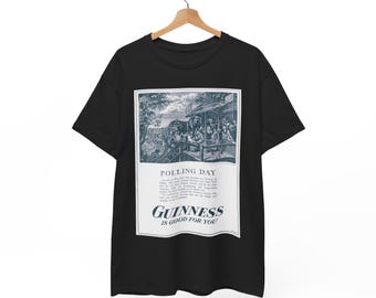 Polling Day Guinness Poster T-Shirt | Vintage Beer Ad Tee