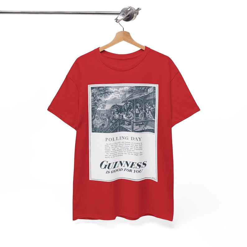 Polling Day Guinness Poster T-Shirt | Vintage Beer Ad Tee image 5