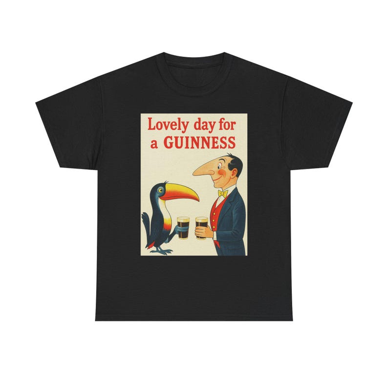 Guinness Toucan Retro Poster T-Shirt | Vintage Pub Charm Tee image 2