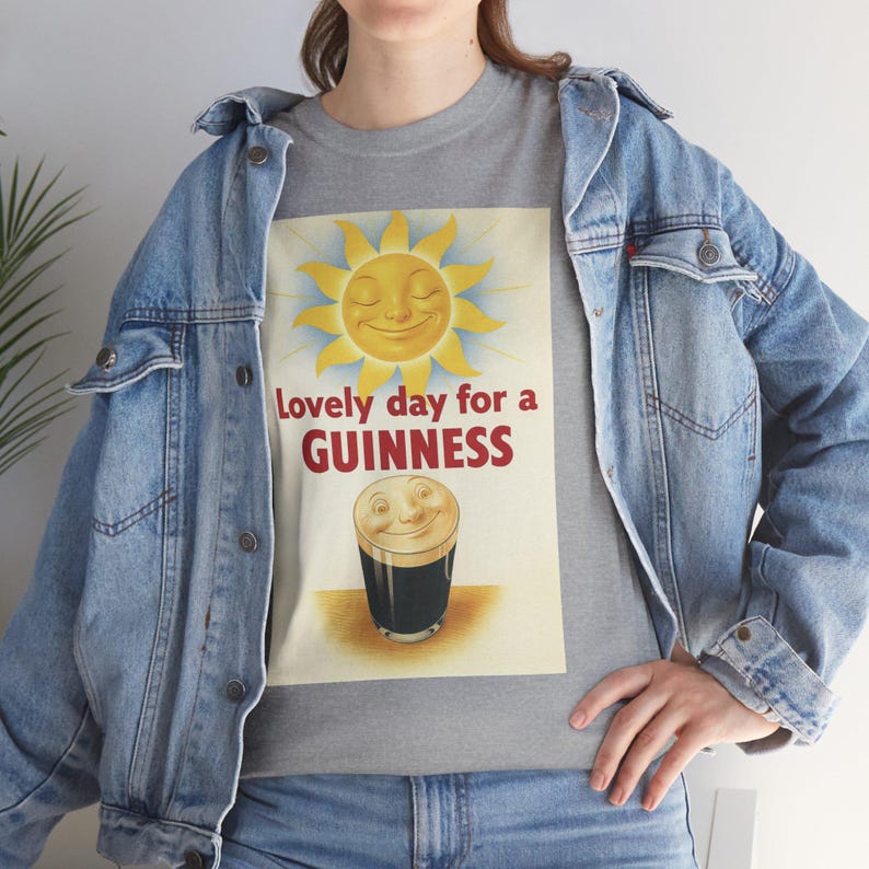 Guinness Sun Pint Graphic T-Shirt | Retro Beer Poster Tee image 12