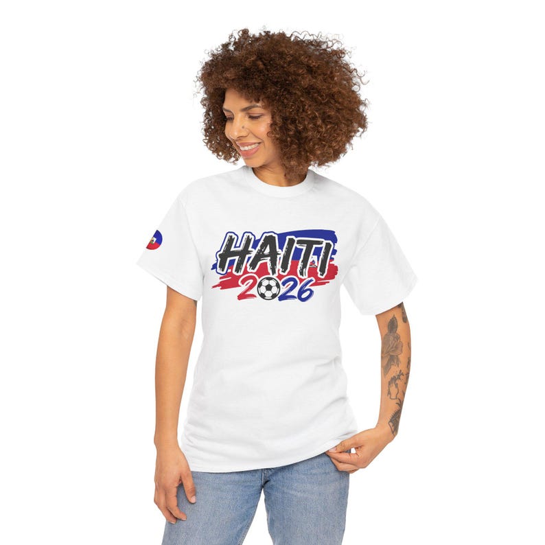Haiti 2026 WORLD CUP Tee | Haitian Flag Colors, Football Graphic image 1