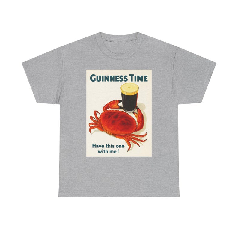 T-shirt d'affiche de crabe Guinness Time | T-shirt graphique bière rétro image 4