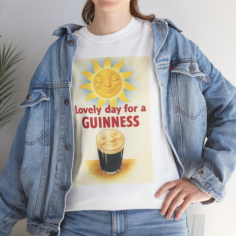 Guinness Sun Pint Graphic T-Shirt | Retro Beer Poster Tee image 10